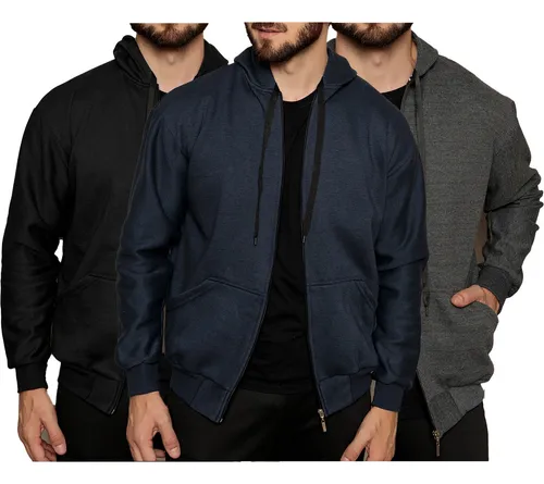 Casaco Moletom Blusa De Frio Masculino Ziper Aberto