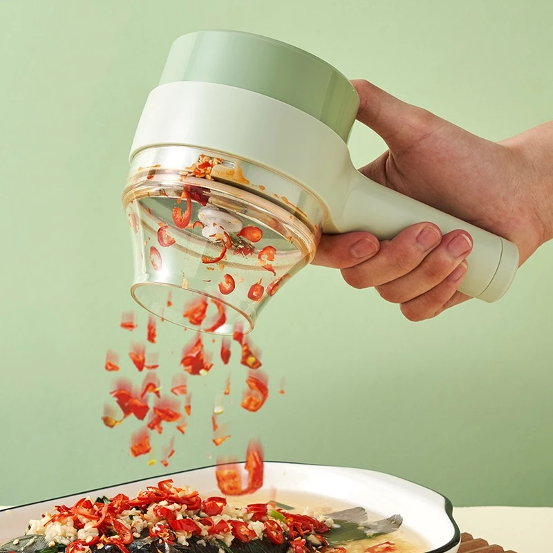 Cortador Elétrico De Legumes 4 Em 1 Sem Fio Alho Com Carregamento USB