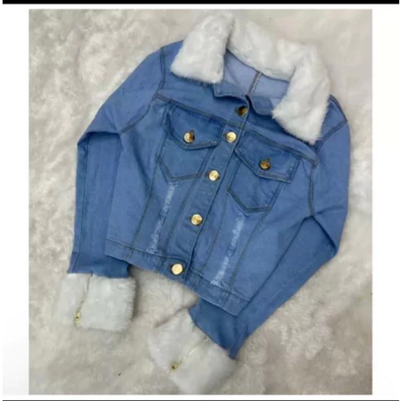 jaqueta jeans de pelinho