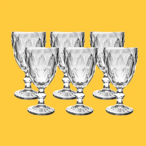 Jogo De Taças Diamante De Vidro 6 Peças