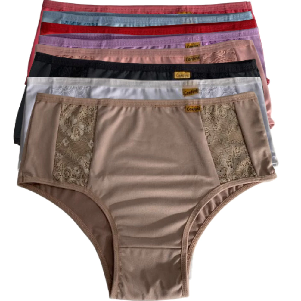 Kit Calcinha Feminina Com 10 Plus Size Cós Alto