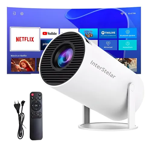 Projetor Interestelar Hy300 Mini Branco Netflix Wi-fi