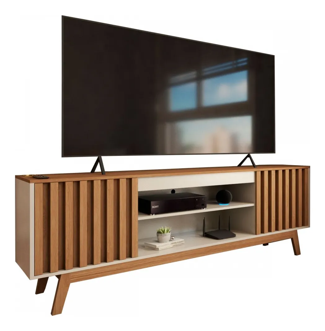 Rack Para Tv Até 60 Polegadas Ripado Seattle Retrô 2