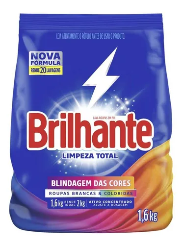 Sabão em Pó Brilhante Limpeza Total 1,6kg