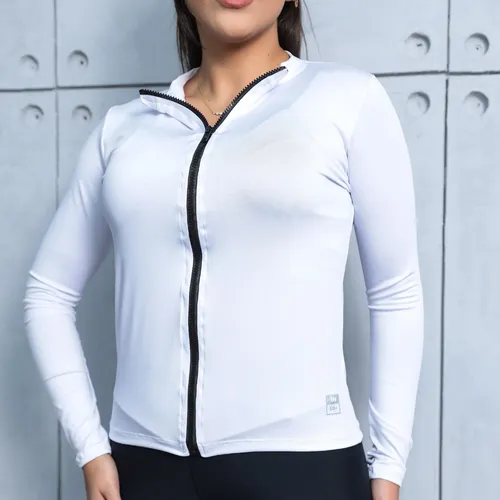 Casaco Fit Blusa Treino Proteção Solar Uv Corrida Ziper Slim