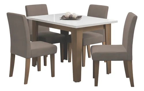 Conjunto de Mesa Sala de Jantar Miami com 4 Cadeiras