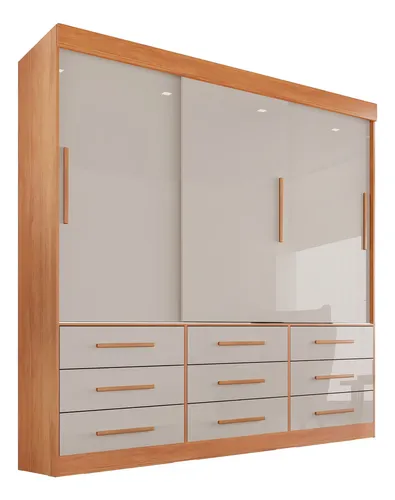 Guarda Roupa Casal 3 Portas 9 Gavetas Luana Sallêto Móveis