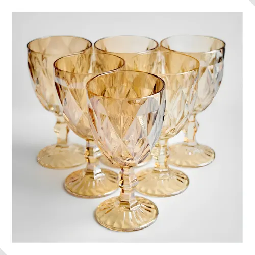 Jogo 6 Taça Diamante Copo Vidro