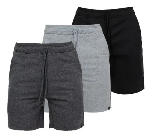 Kit C/ 3 Bermudas De Moletom Masculina Academia / Casual