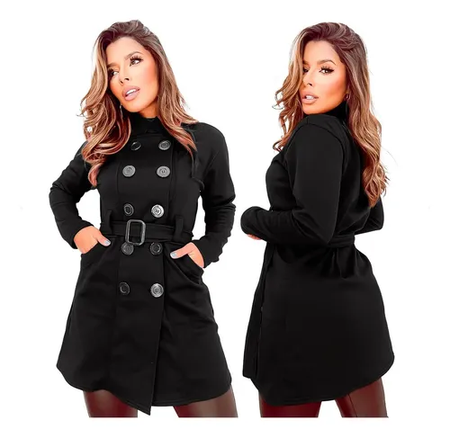 Sobretudo Feminino C/ Botões Casaco De Frio Grosso Inverno