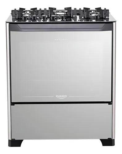 Fogão 5 Bocas Dako Magister Style Preto com Frente em Vidro Espelhado