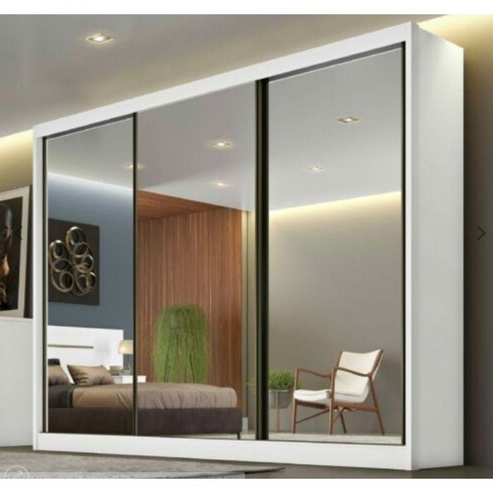 Guarda Roupa Casal 3 Portas Espelhadas 8 Gavetas