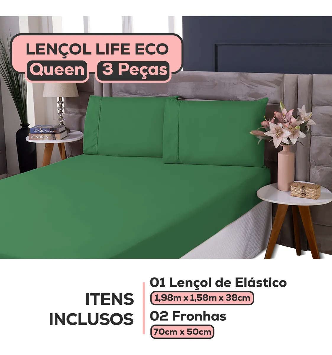 Jogo Lençol Casal Queen 3 Pçs Hotel Toque Aveludado 400 Fios