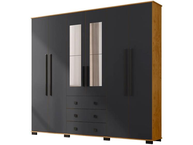 Guarda-roupa Casal com Espelho 4 Portas 6 Gavetas