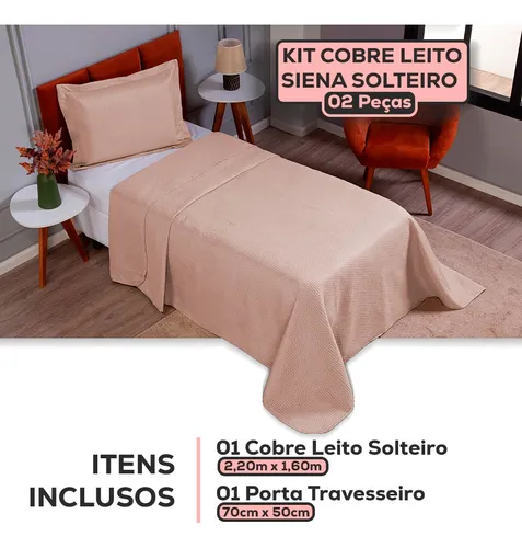 Cobre Leito Solteiro 2 Peças