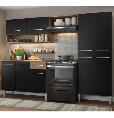 Armário de cozinha modulada completa compacta Emilly pop com armário e balcão