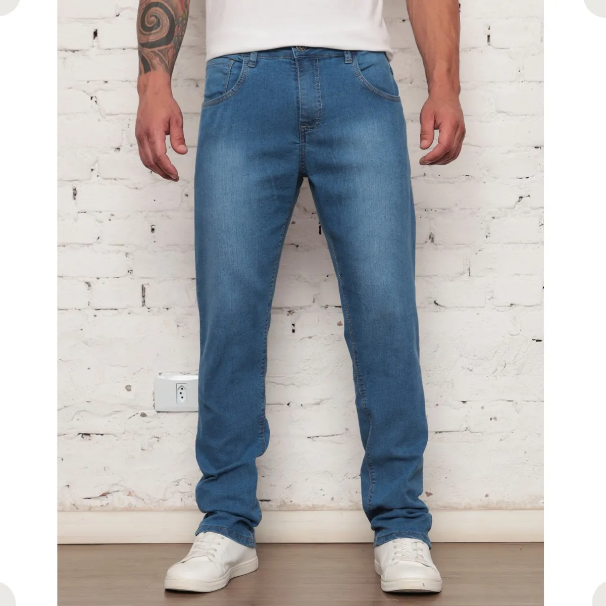Calça Jeans Masculina Tradicional Corte Reto