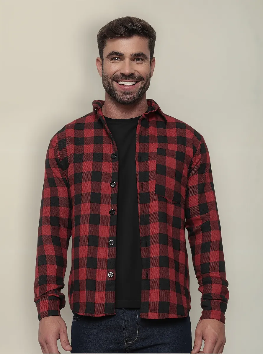 Camisa Social Masculina Manga Longa Flanelada Com Botões