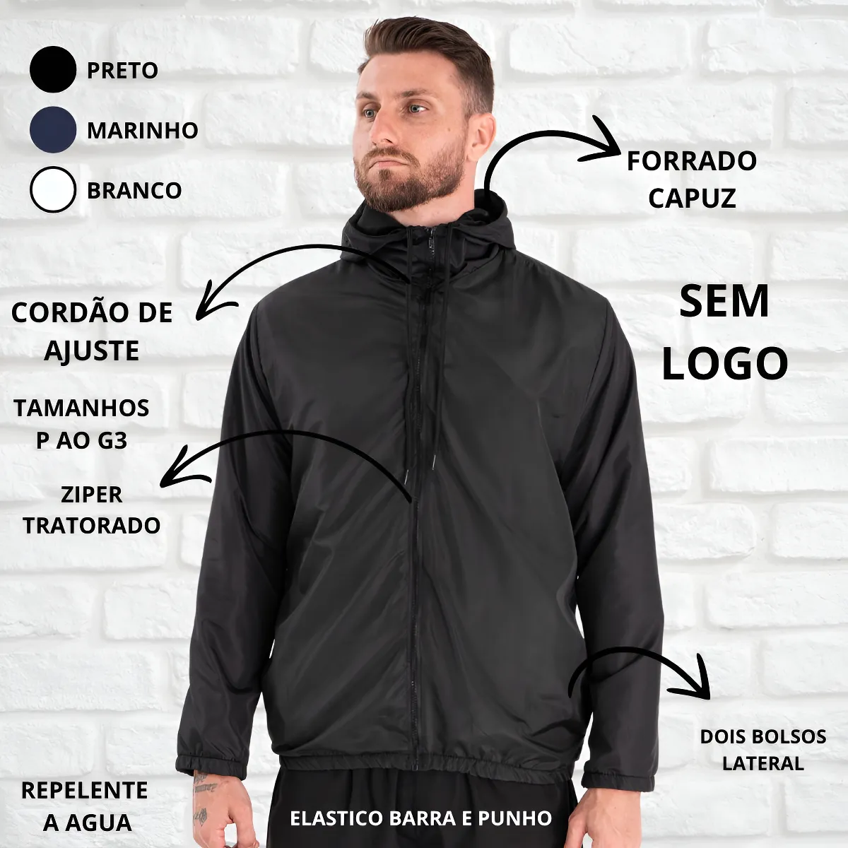 Jaqueta Corta Vento Liso Unissex