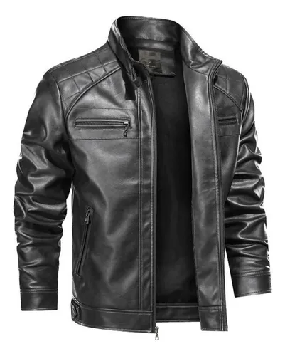 Couro Masculina Slim Forrada