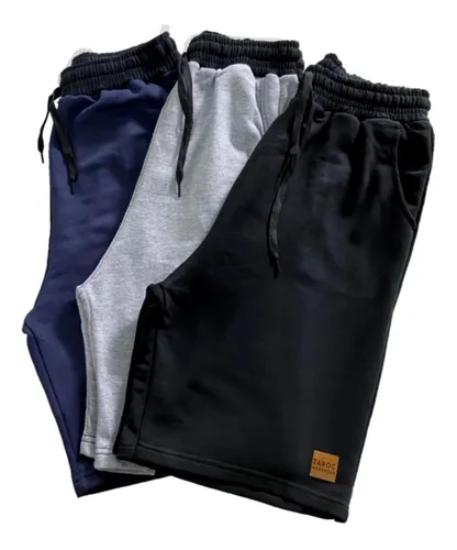 Kit 3 Bermudas Shorts Moletom