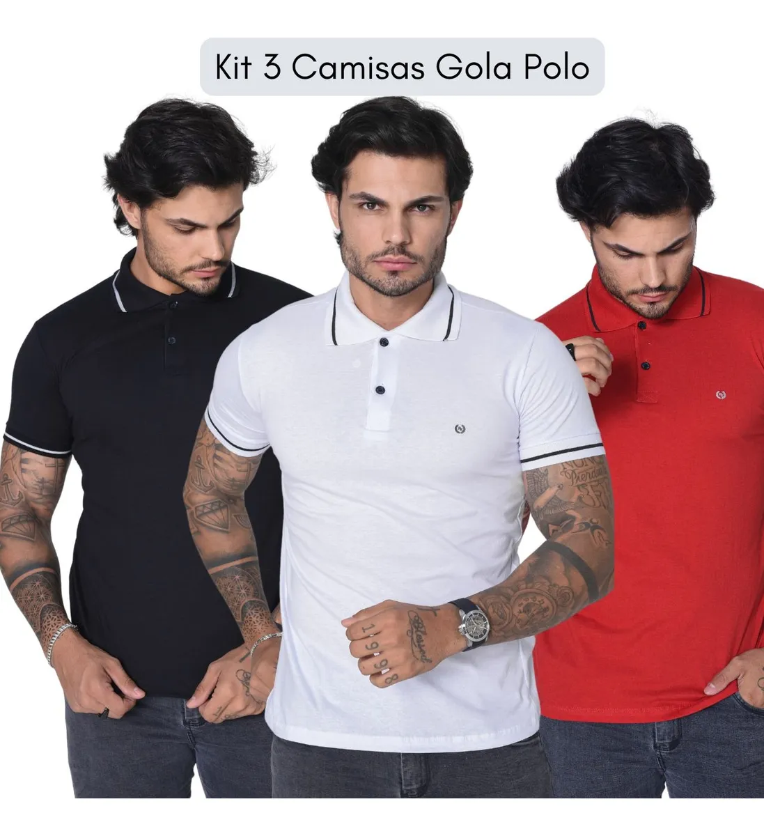 Kit 3 Camisa Golo Polo Masculina