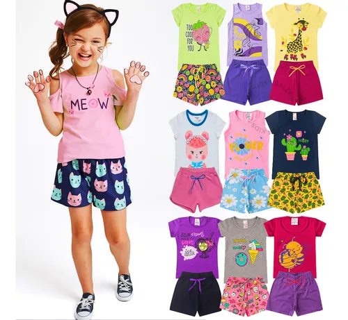 Kit Conjunto Infantil Menina Verão 08 Peças