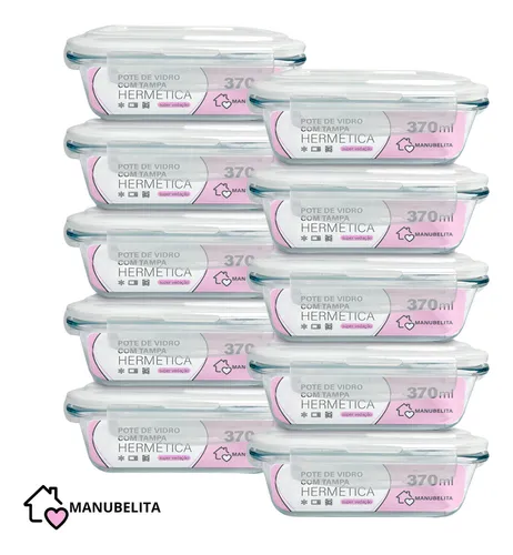 Manubelita Kit 10 Marmitas Vidro Hermético