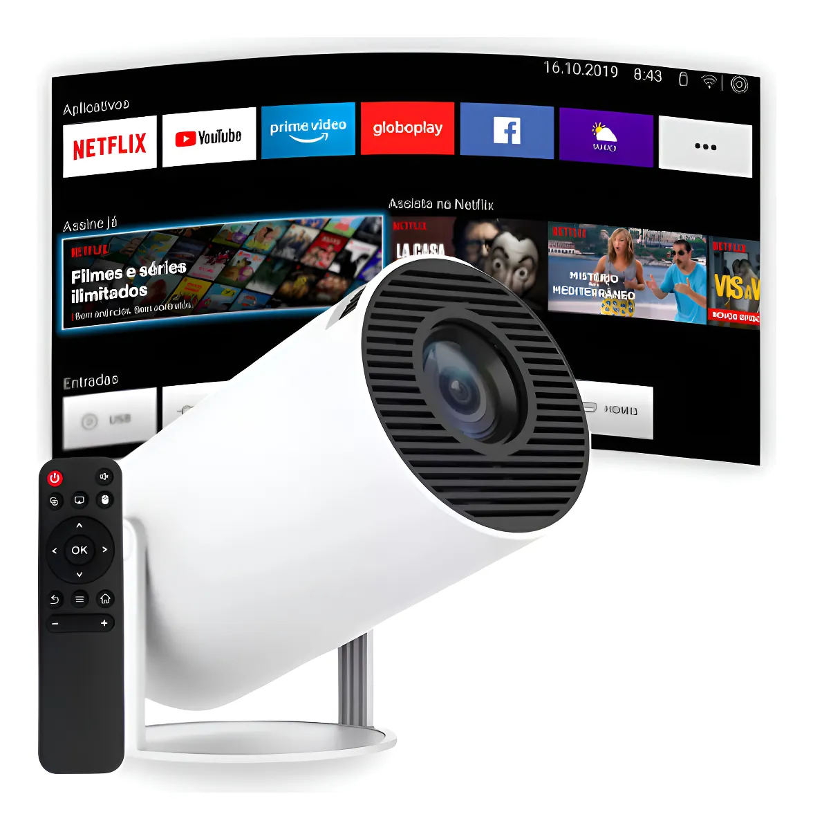 Projetor Smart Portátil Full Hd 4k