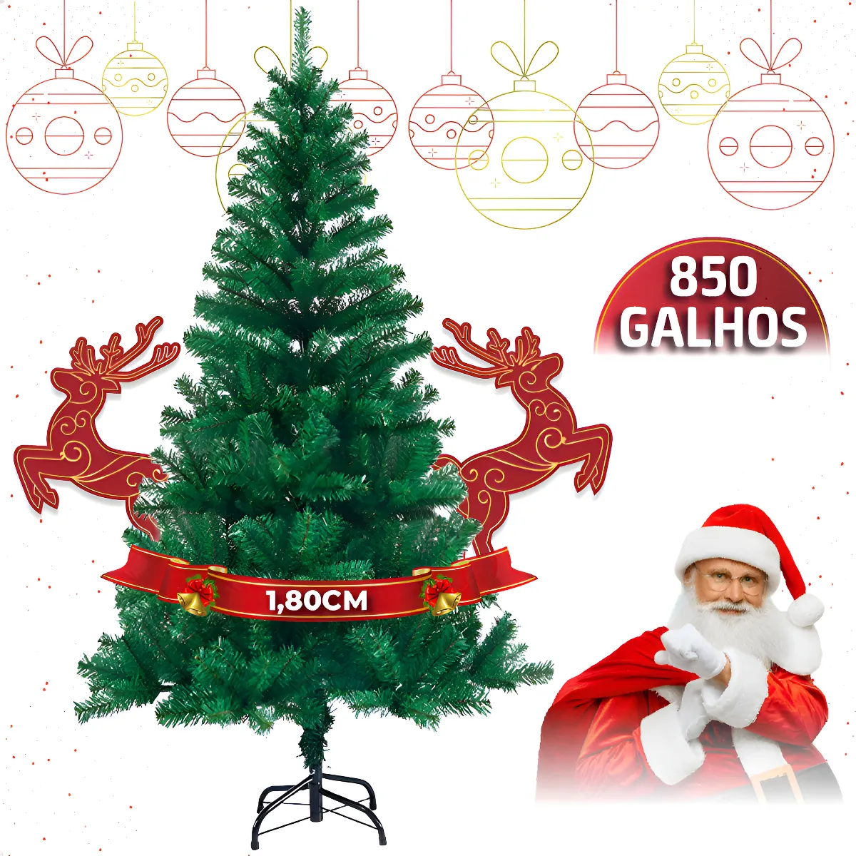 Árvore De Natal Pinheiro Canadense Luxo 1,80m