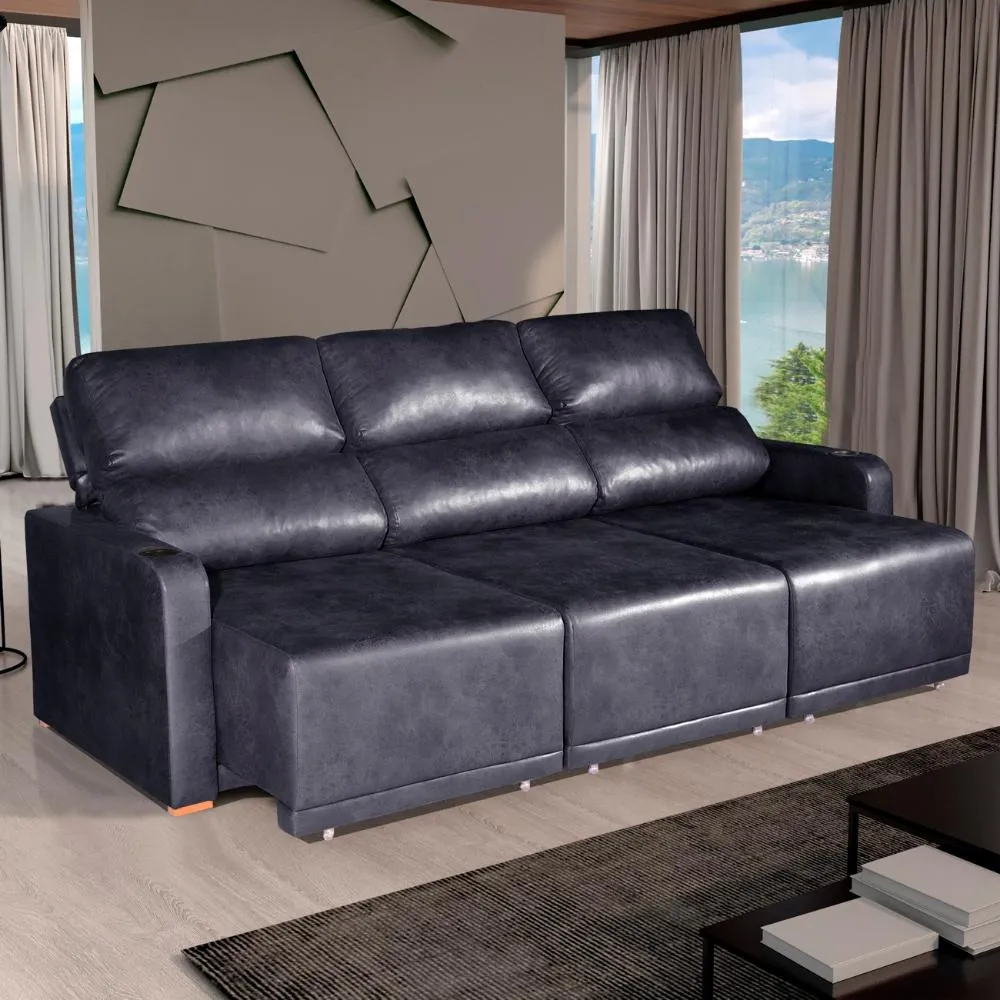 Sofá 4 Lugares 2,50m Retrátil E Reclinável