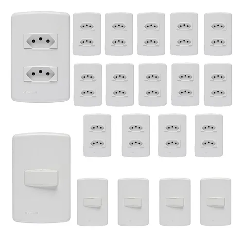 Kit 15 Tomadas + 5 Interruptores