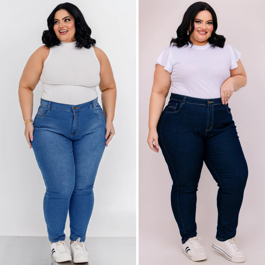 Kit 2 Calças Femininas Jeans Plus Size