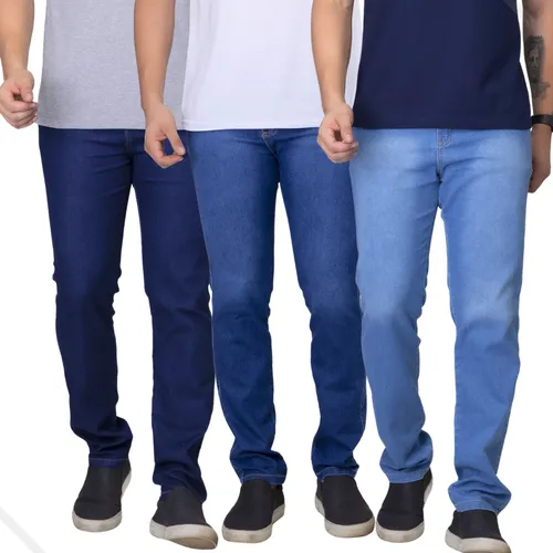 Kit 3 Calças Jeans Masculina Slim