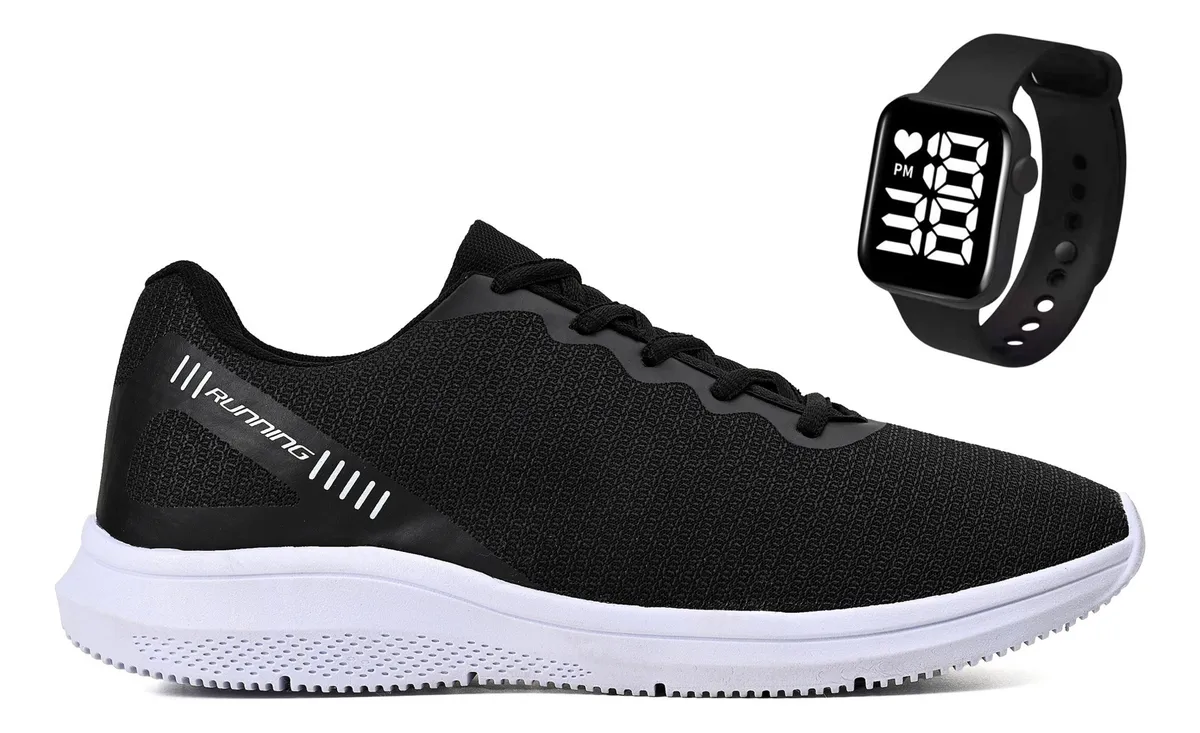 Kit Tênis Esportivo + Relógio