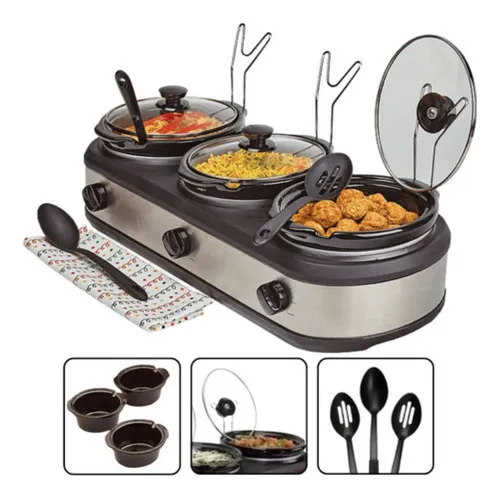 Rechaud Elétrico Triplo Buffet Slow