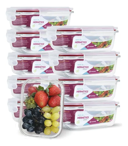 Conjunto 10 Potes Vidro Hermético Marmita