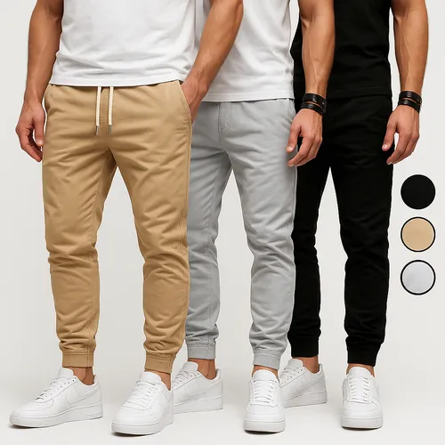 Kit 3 Calça Jogger Masculina Sarja Com Punho Streetwear