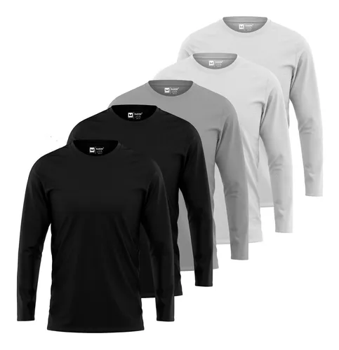 Kit 5 Camiseta Manga Longa Masculina