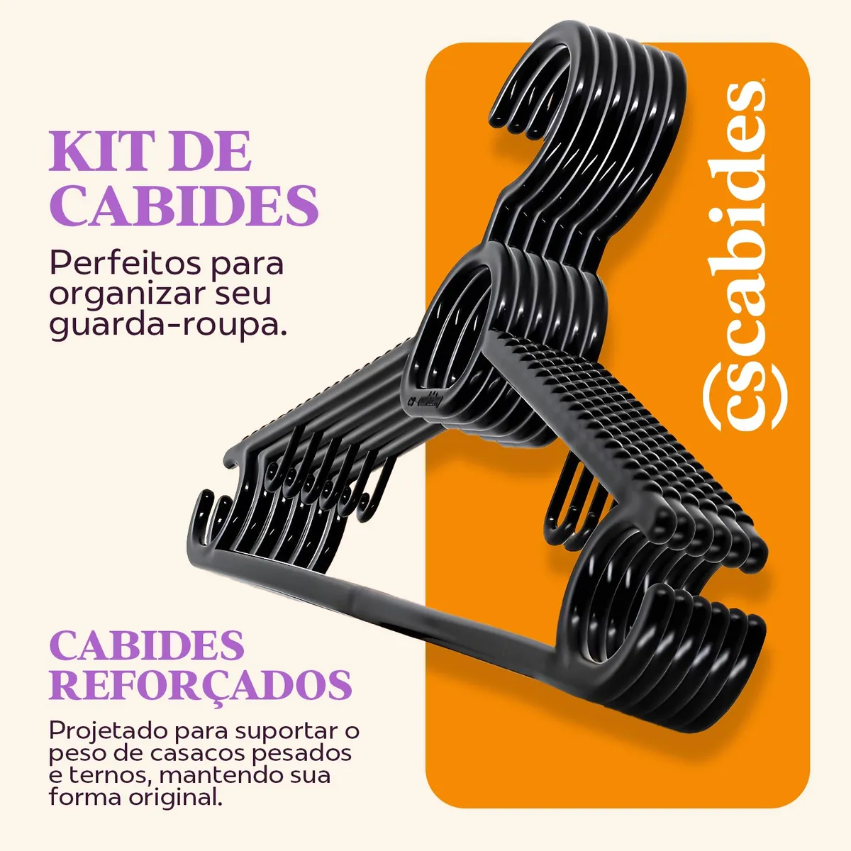 60 Cabides Pretos Antideslizante