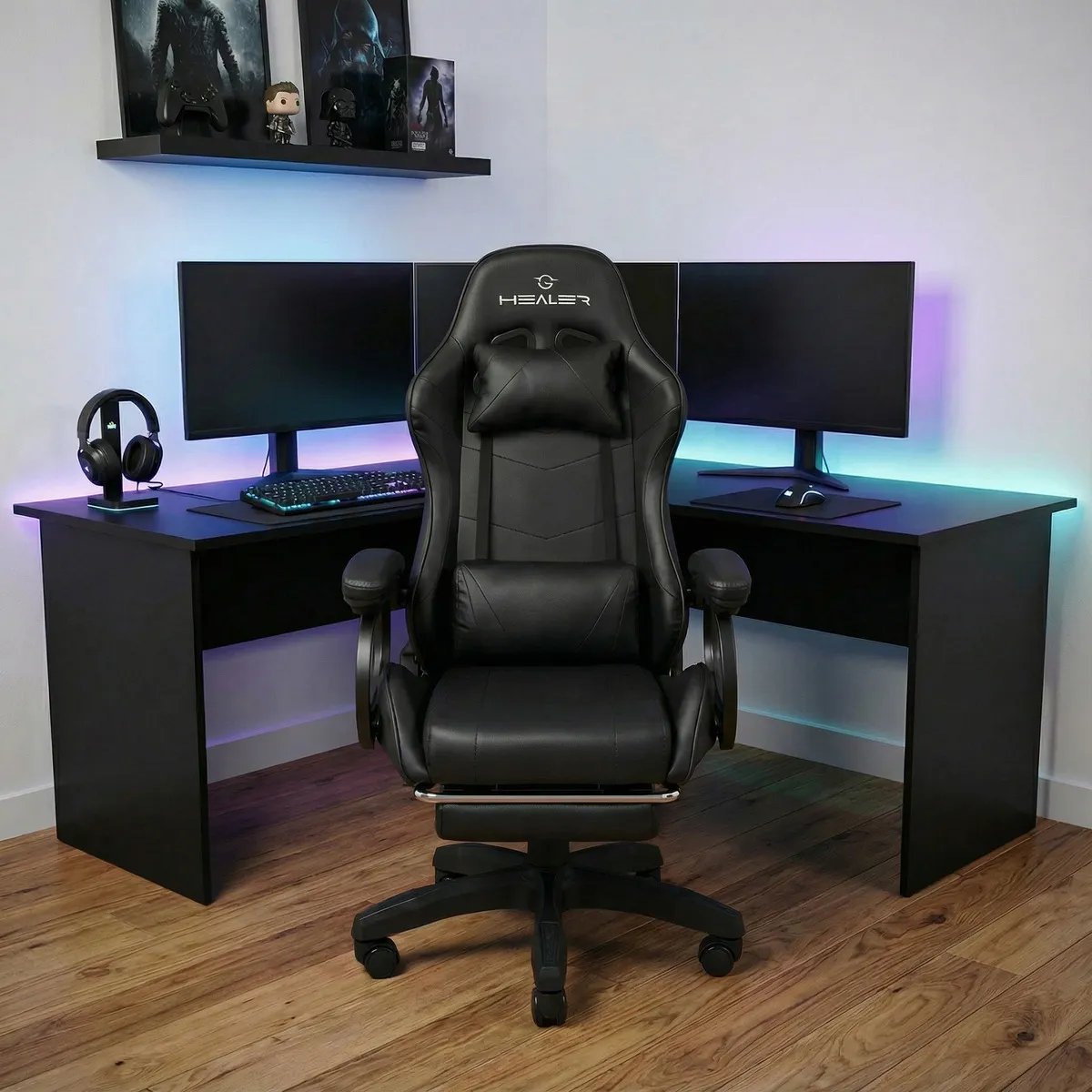 Cadeira Gamer Preto Healer Level Reclinável