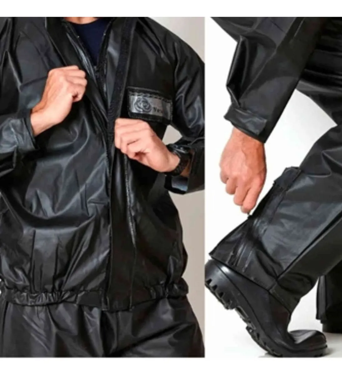 Conjunto Capa Chuva Moto Emborrachada Impermíavel Com Gola