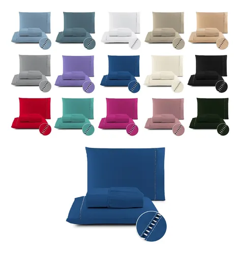 Jogo De Lençol 400 Fios Ponto Palito Cama Queen