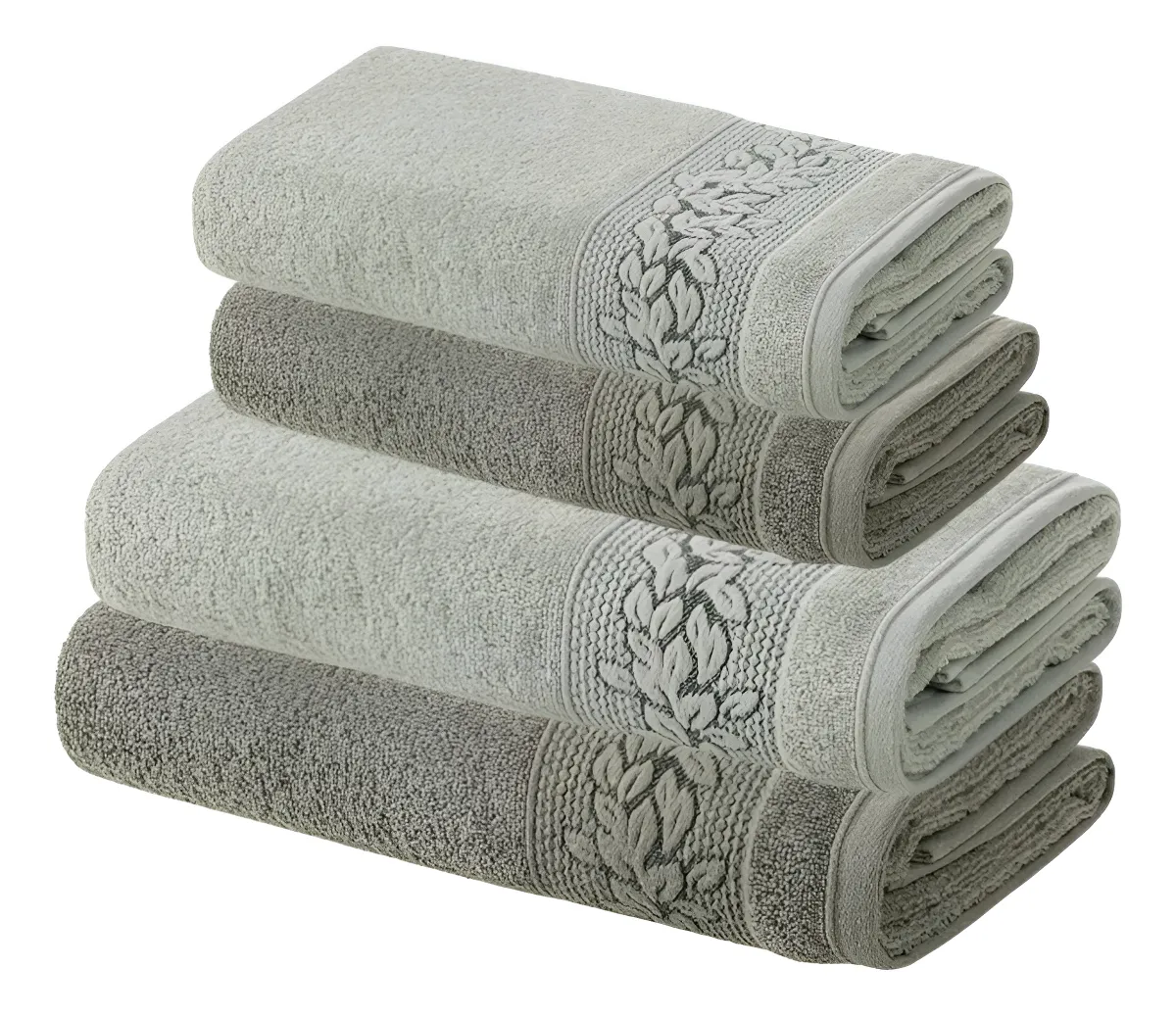 Jogo De Toalhas 4 Pçs Fio Cardado 100% ALG