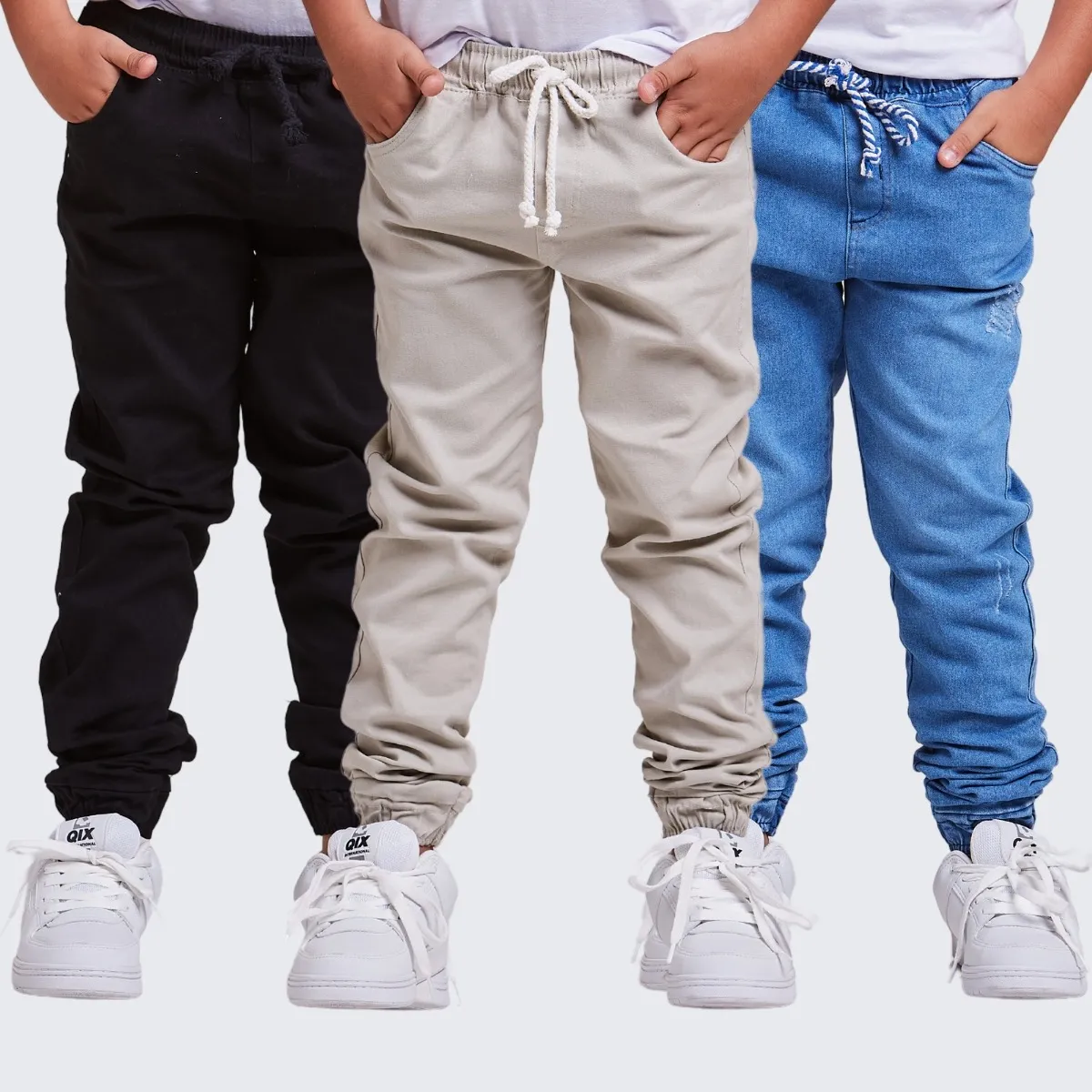 Kit 3 Calça Jeans Jogger Masculina Infantil