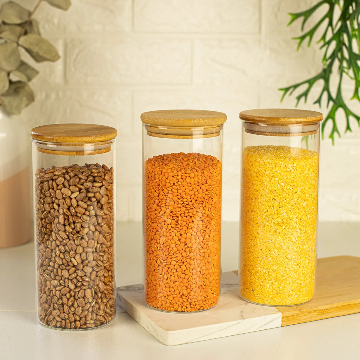 Kit 3 Potes De Vidro Herméticos 800ml