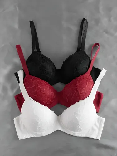 Kit 3 Sutiãs Com Bojo Rendado