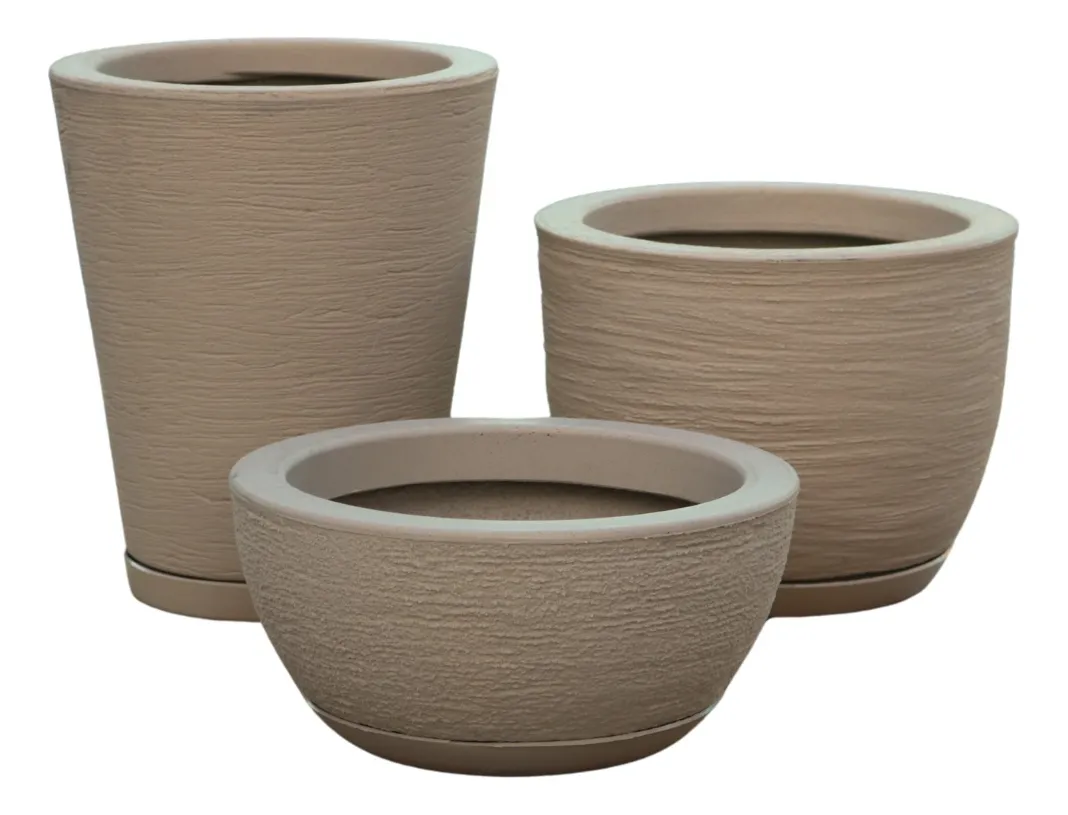 Kit 3 Vasos Polietileno Para Plantas