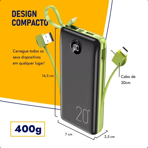 Power Bank 20.000mah Carregador Rápido