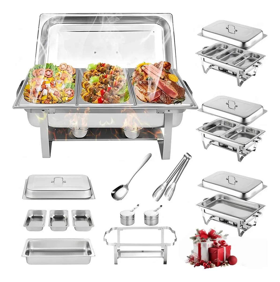 Rechaud Retangular 11 Litros Com 3 Cubas